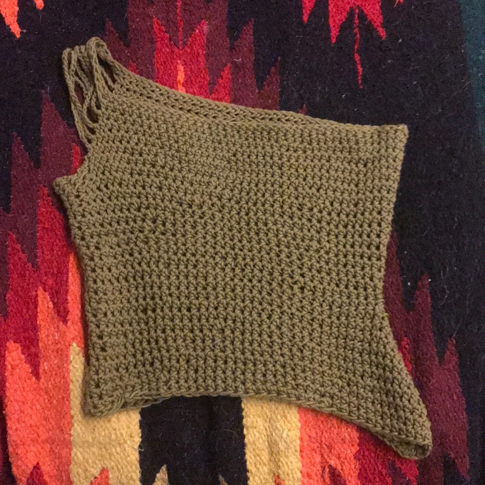 Hand knitted off shoulder crop top